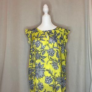 LOFT NWT Garden Smocked Split Neck Shell